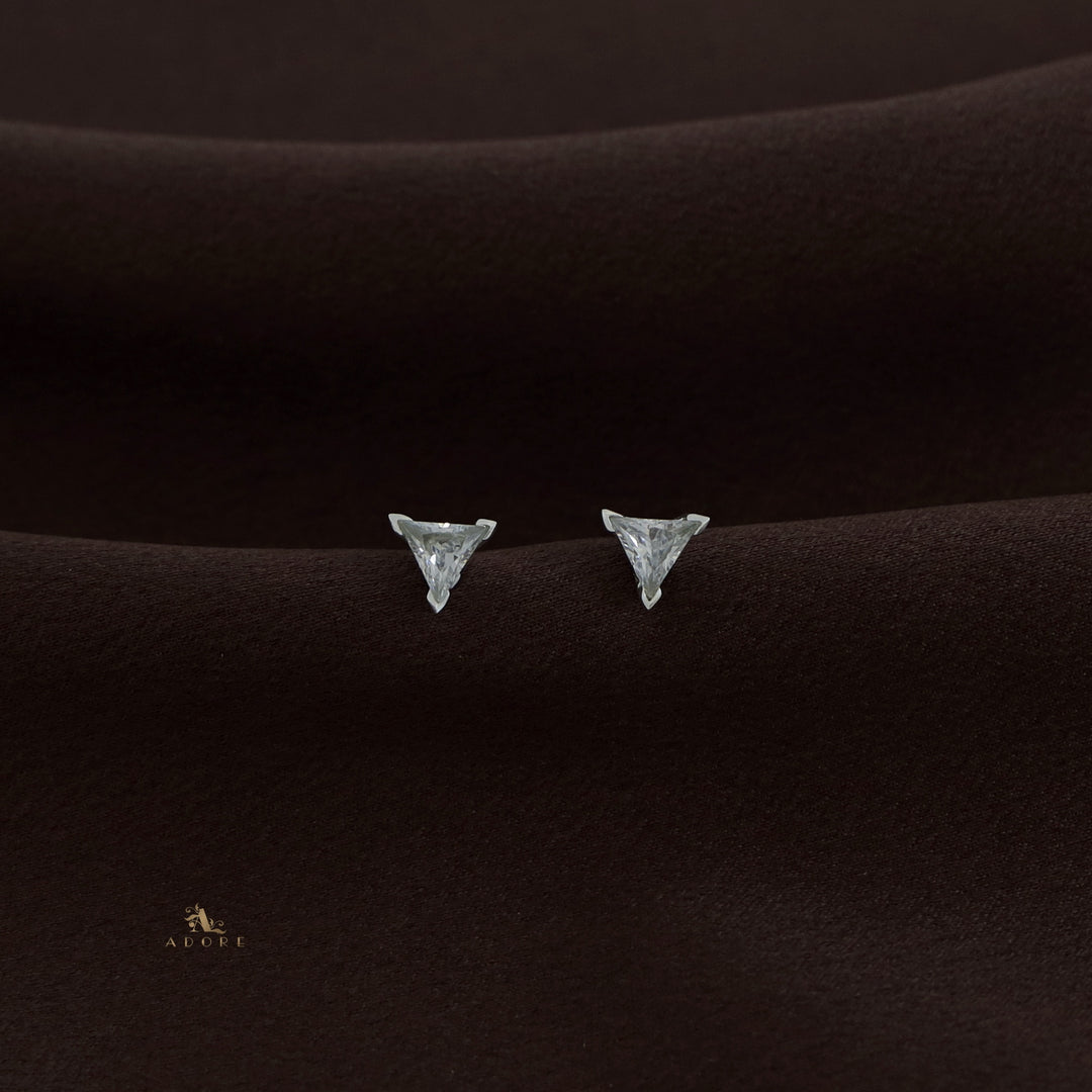 Silver Pointed Triangle Stud (6MM) - 925 Sterling Silver