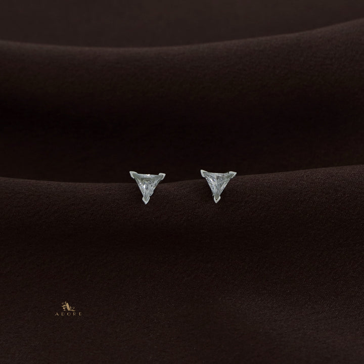 Silver Pointed Triangle Stud (6MM) - 925 Sterling Silver