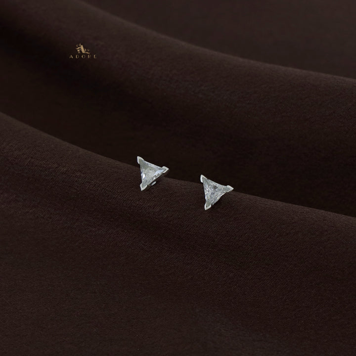 Silver Pointed Triangle Stud (6MM) - 925 Sterling Silver