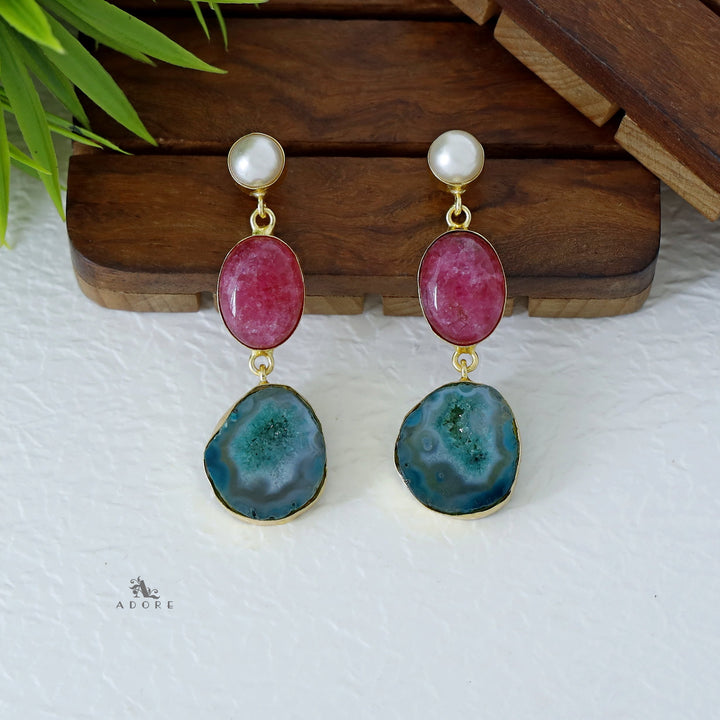 Alyn Pearl Solar Agate Earring