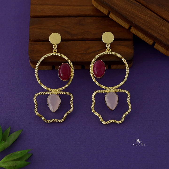 Galleria Twisted Golden Circle Glossy Stone Earring