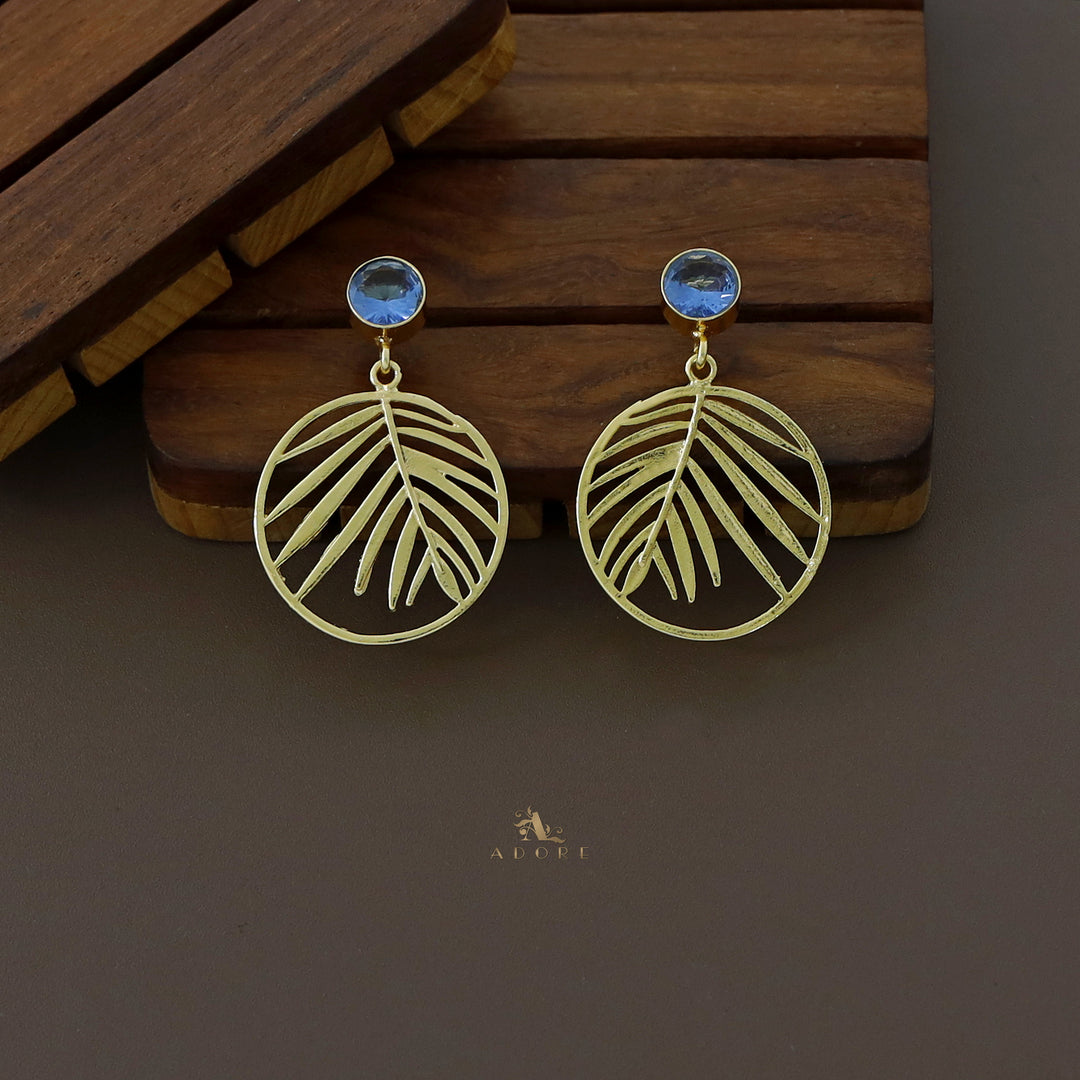 Golden Vany Leafy Glossy Round Earring