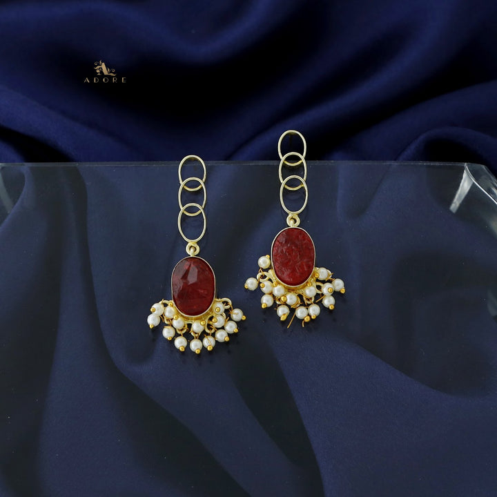 Rilla Oval Dyed Stone Cluster Pearl Earring