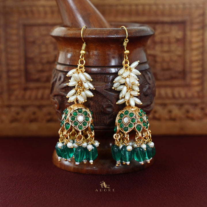 Archita Rice Pearl Drop Glossy Jhumka