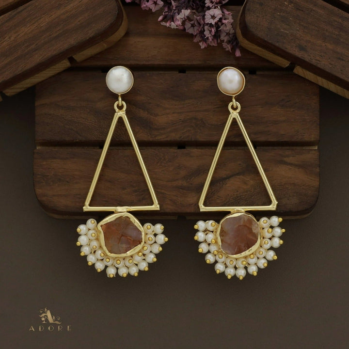 Ziba Baroque +  Raw Stone Triangle Cluster Pearl Earring