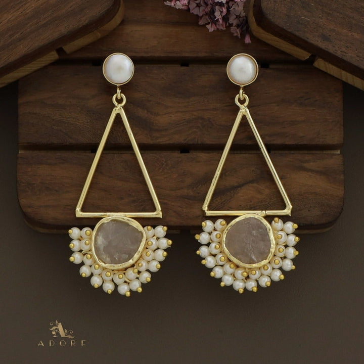 Ziba Baroque +  Raw Stone Triangle Cluster Pearl Earring