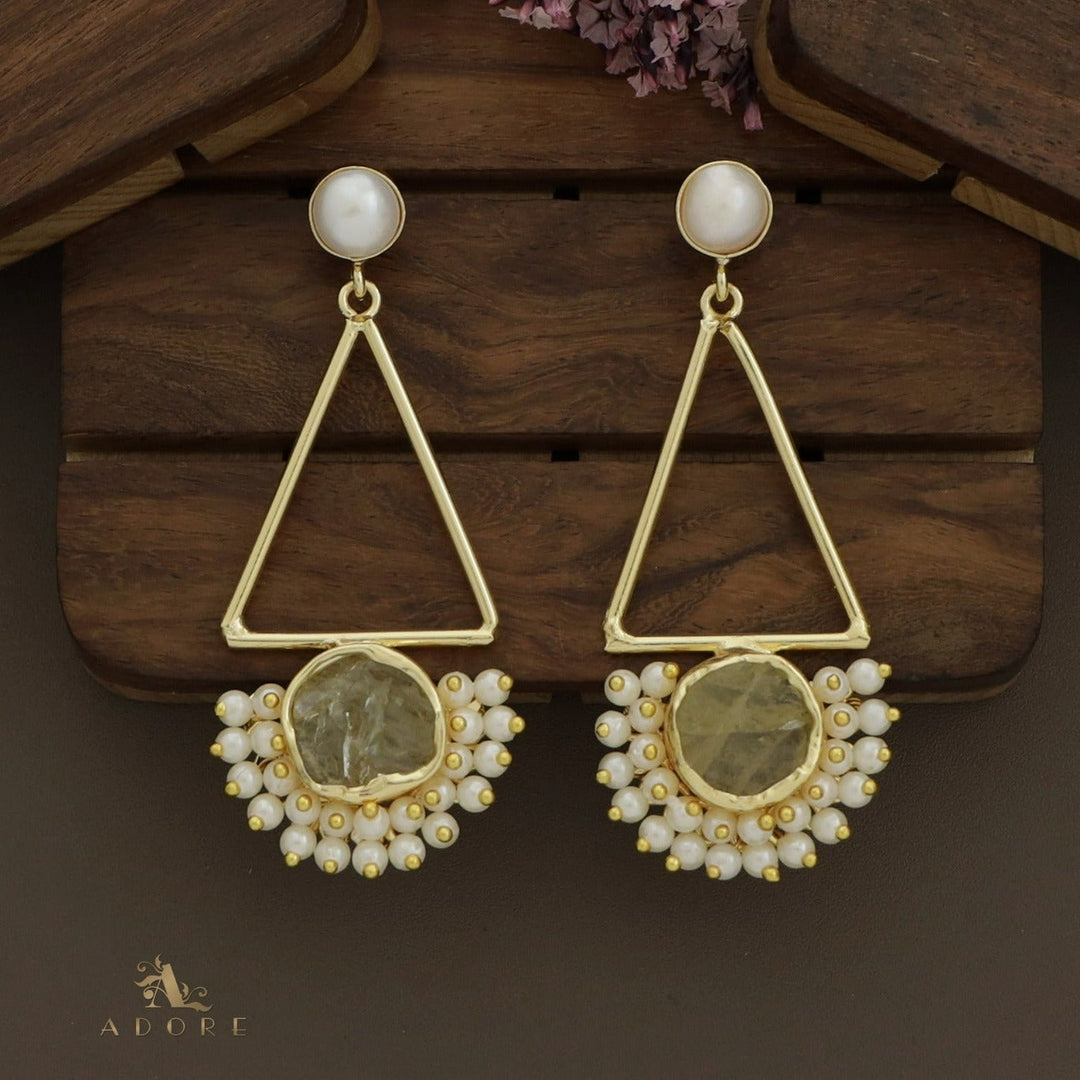 Ziba Baroque +  Raw Stone Triangle Cluster Pearl Earring