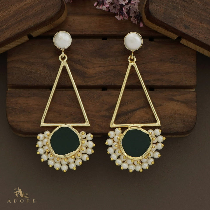 Ziba Baroque +  Raw Stone Triangle Cluster Pearl Earring