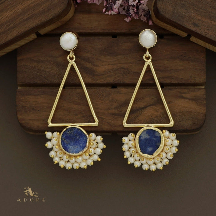 Ziba Baroque +  Raw Stone Triangle Cluster Pearl Earring