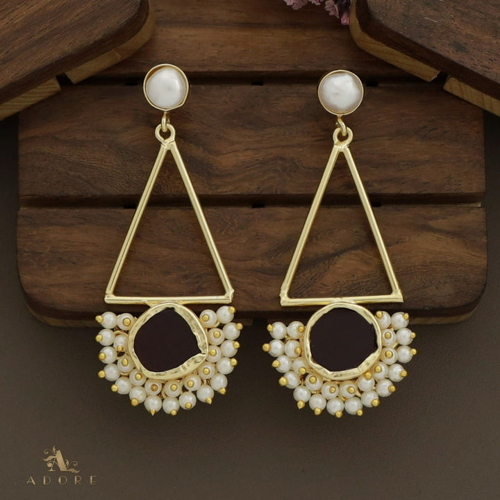 Ziba Baroque +  Raw Stone Triangle Cluster Pearl Earring