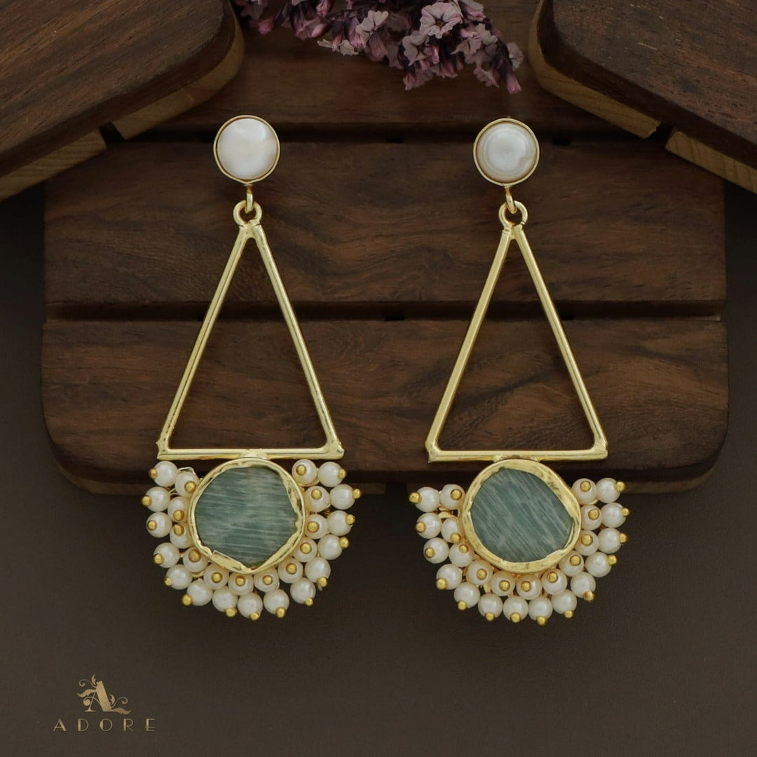 Ziba Baroque +  Raw Stone Triangle Cluster Pearl Earring