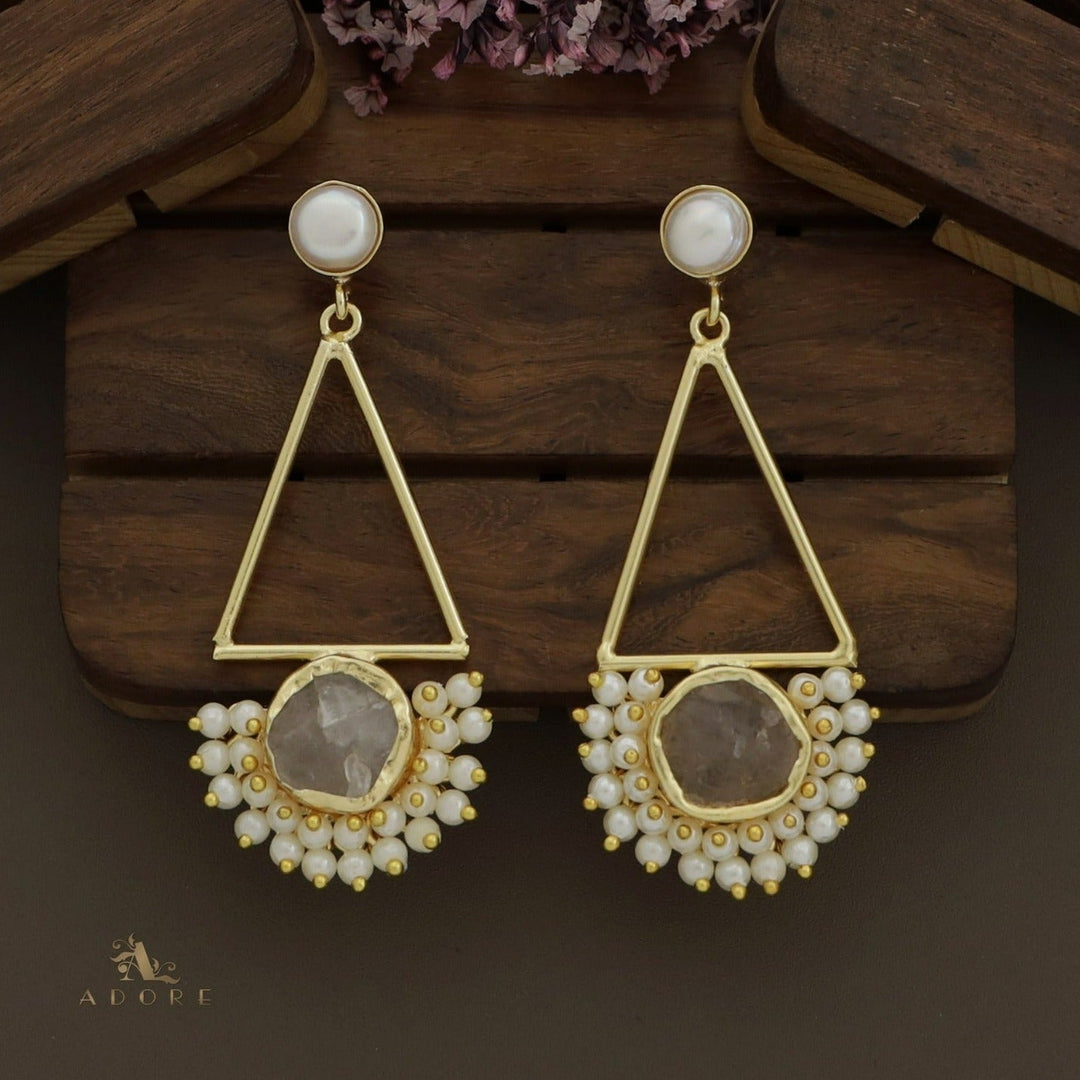 Ziba Baroque +  Raw Stone Triangle Cluster Pearl Earring