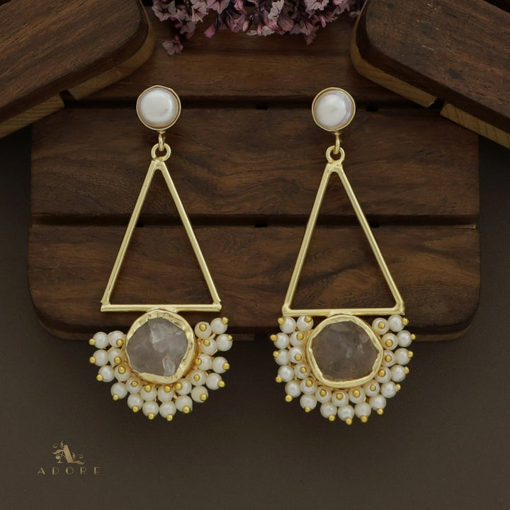 Ziba Baroque +  Raw Stone Triangle Cluster Pearl Earring