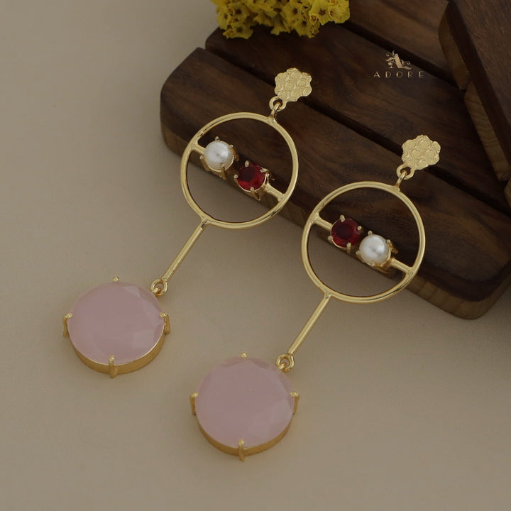 Golden Round Glossy Pendulum Earring