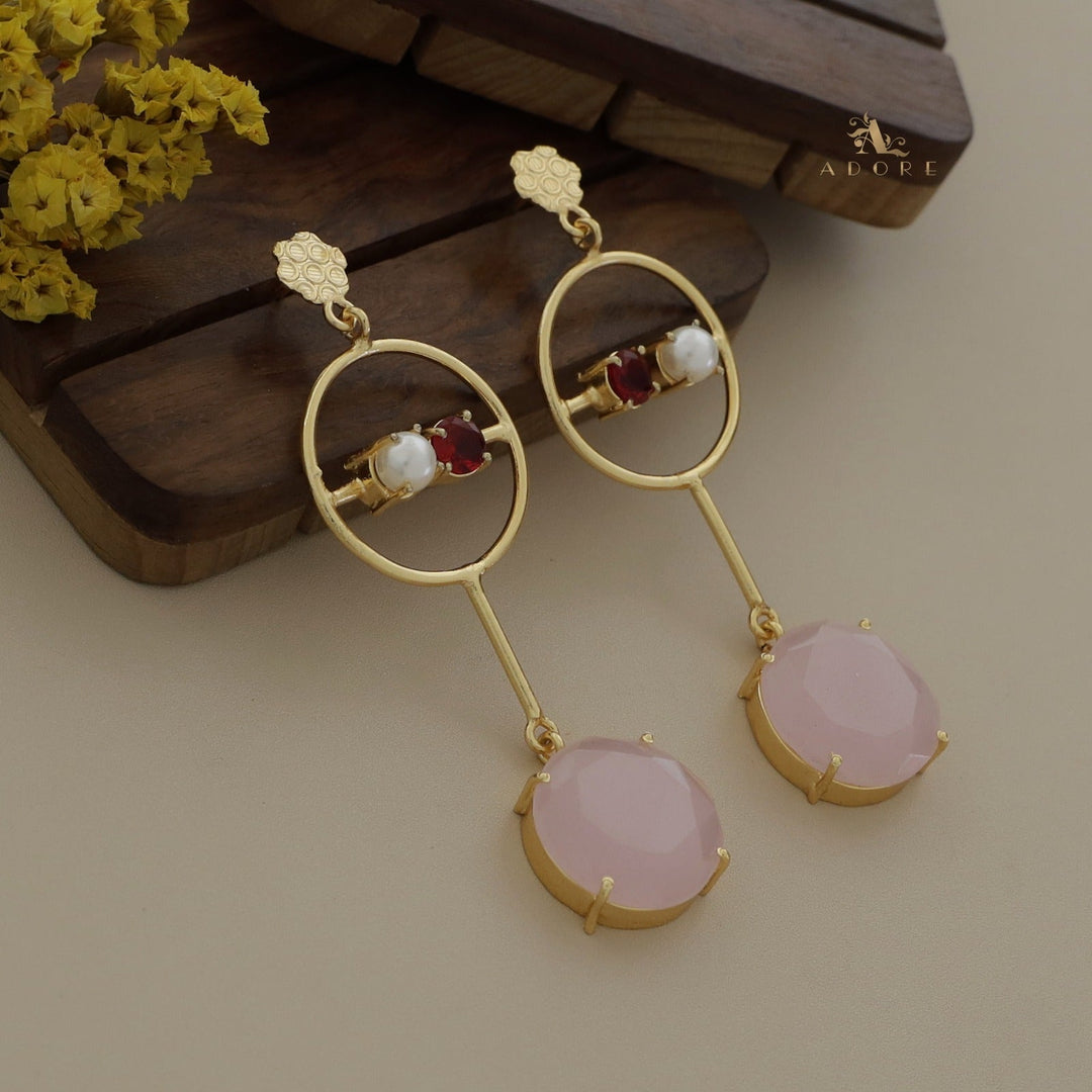 Golden Round Glossy Pendulum Earring