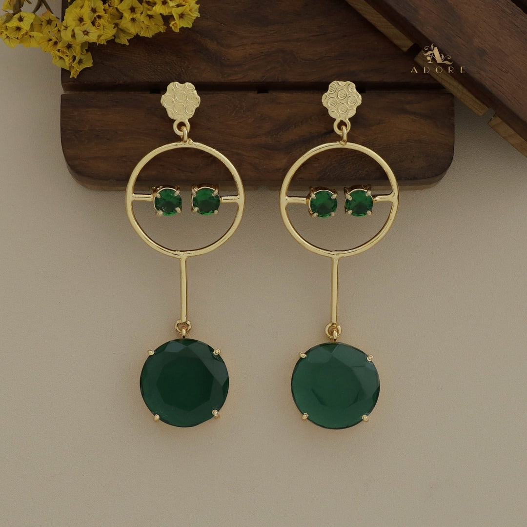 Golden Round Glossy Pendulum Earring