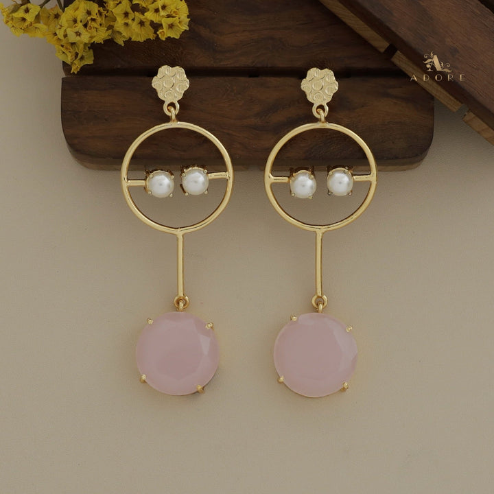 Golden Round Glossy Pendulum Earring