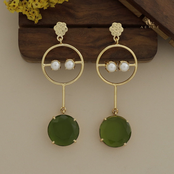 Golden Round Glossy Pendulum Earring