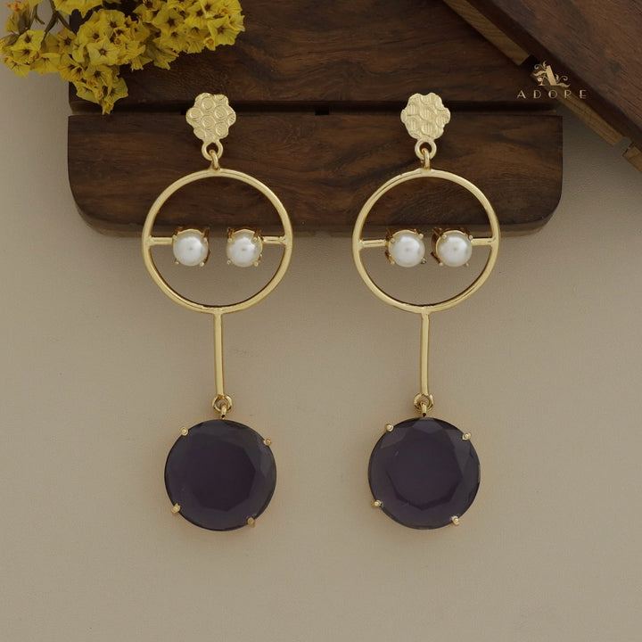 Golden Round Glossy Pendulum Earring