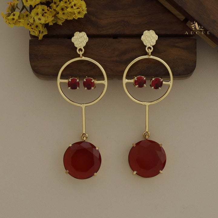 Golden Round Glossy Pendulum Earring