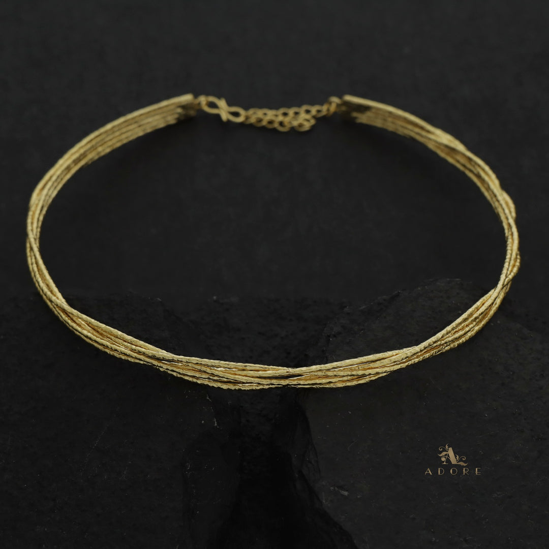 Golden Textured Penta Layer Neck Cuff