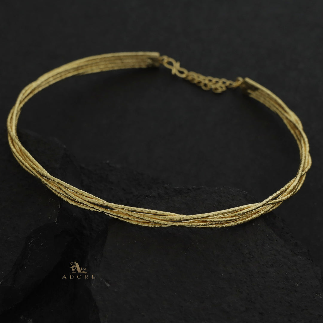 Golden Textured Penta Layer Neck Cuff