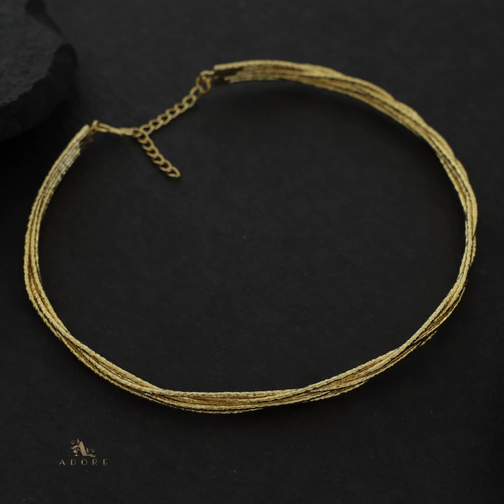 Golden Textured Penta Layer Neck Cuff