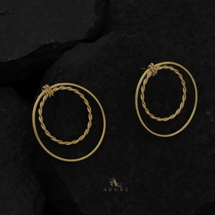 Golden Twisted & Plain Circle Earring