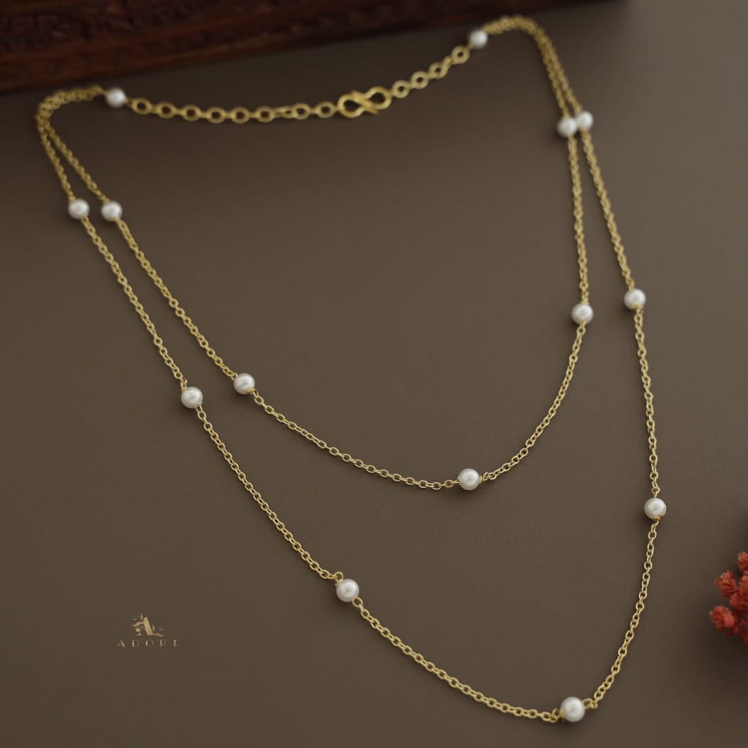 Golden Dual Layer 14 Pearl Neckpiece (5mm)