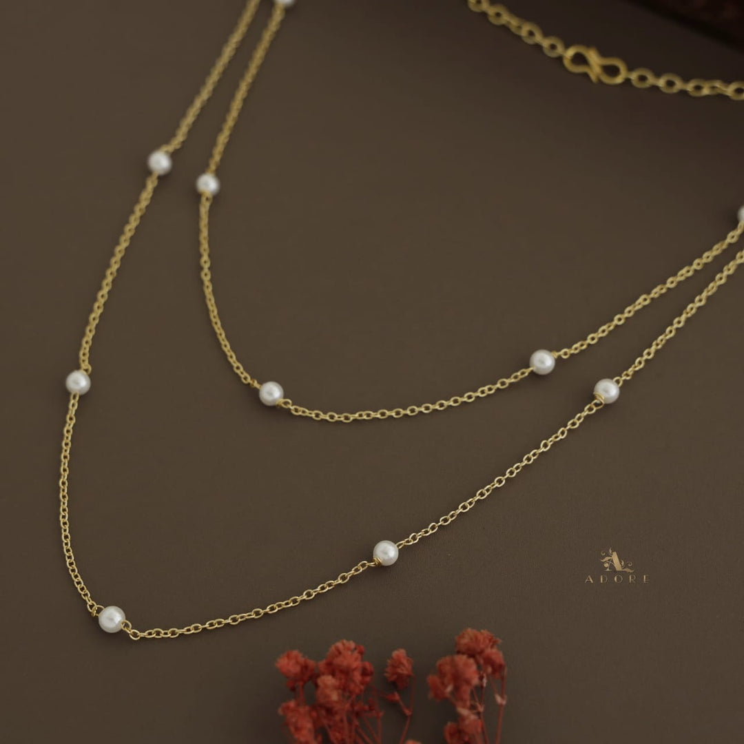 Golden Dual Layer 14 Pearl Neckpiece (5mm)