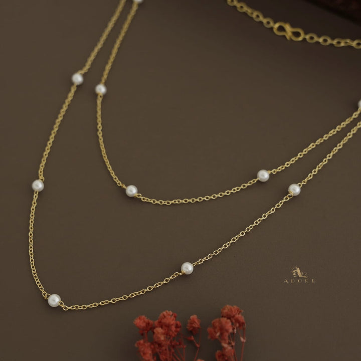 Golden Dual Layer 14 Pearl Neckpiece (5mm)