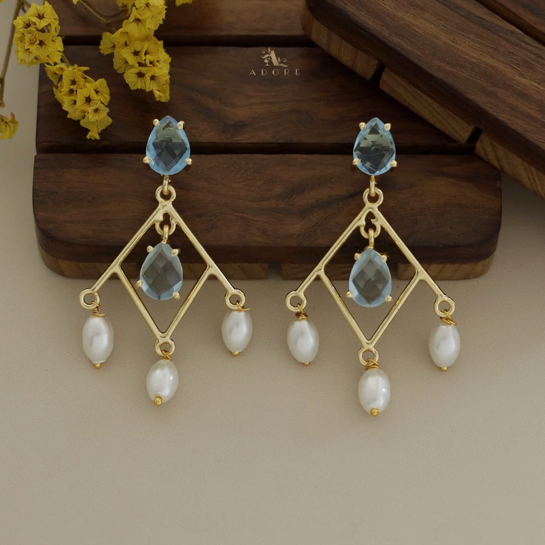 Glossy Drop Diamond Pearl Earring