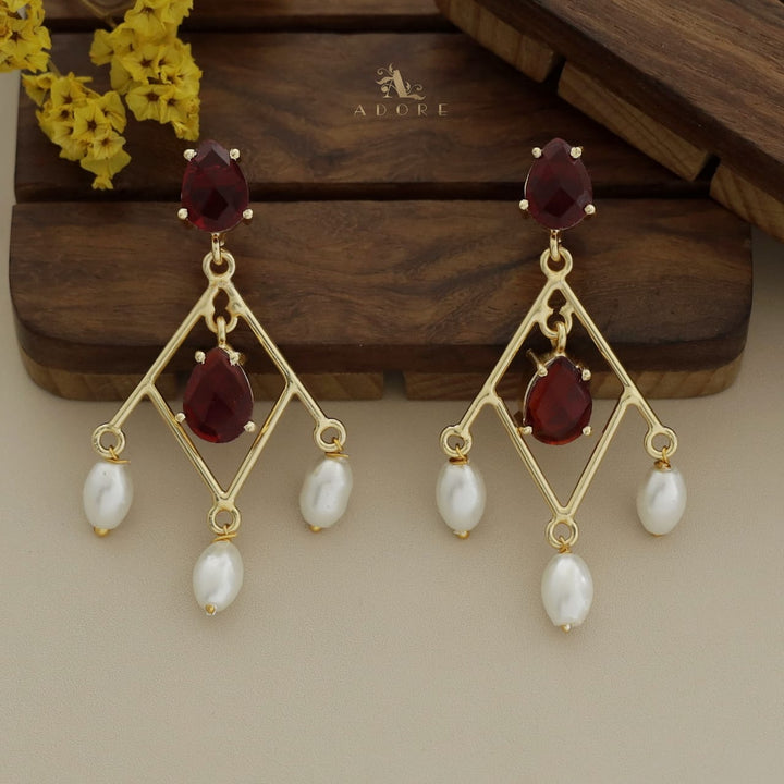 Glossy Drop Diamond Pearl Earring