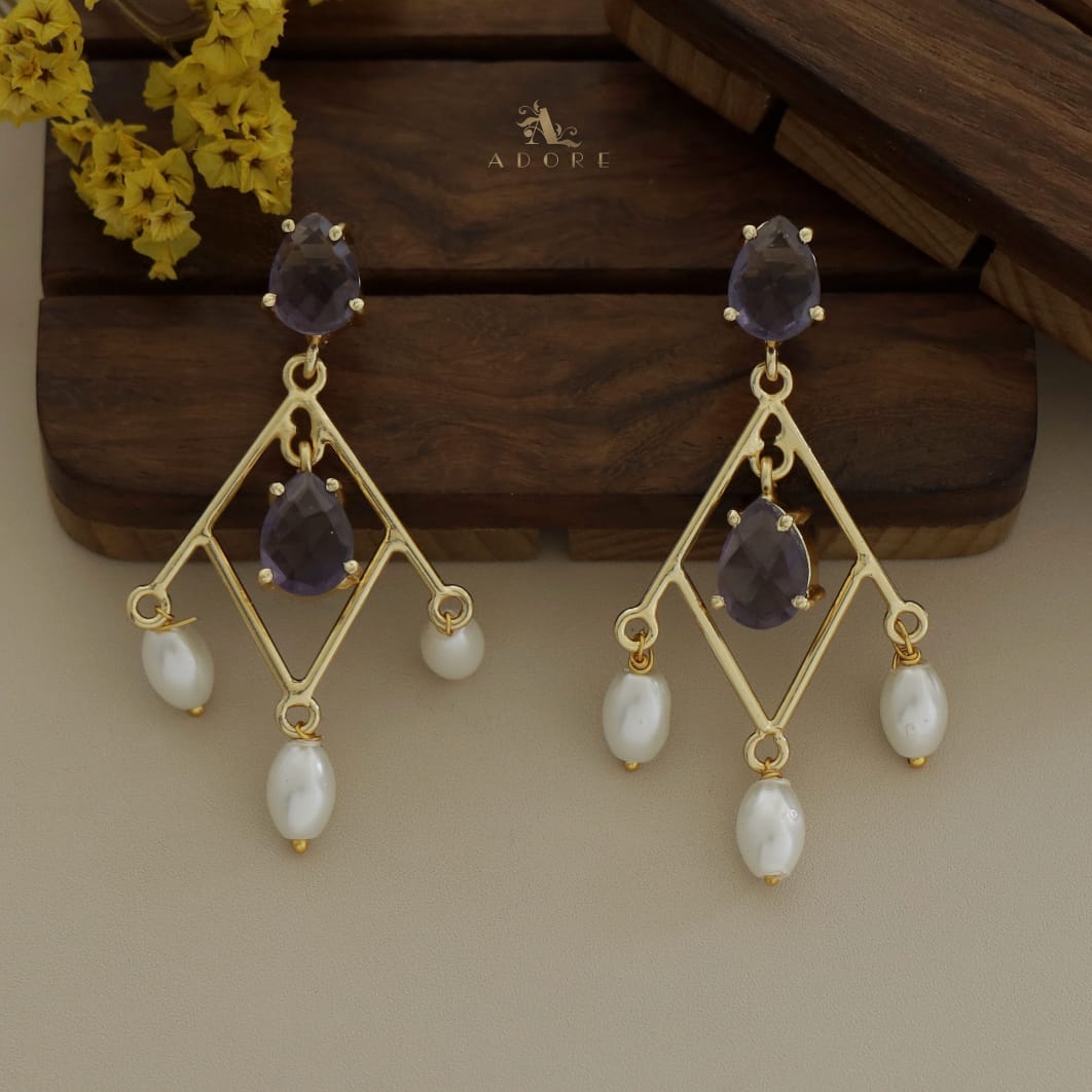 Glossy Drop Diamond Pearl Earring