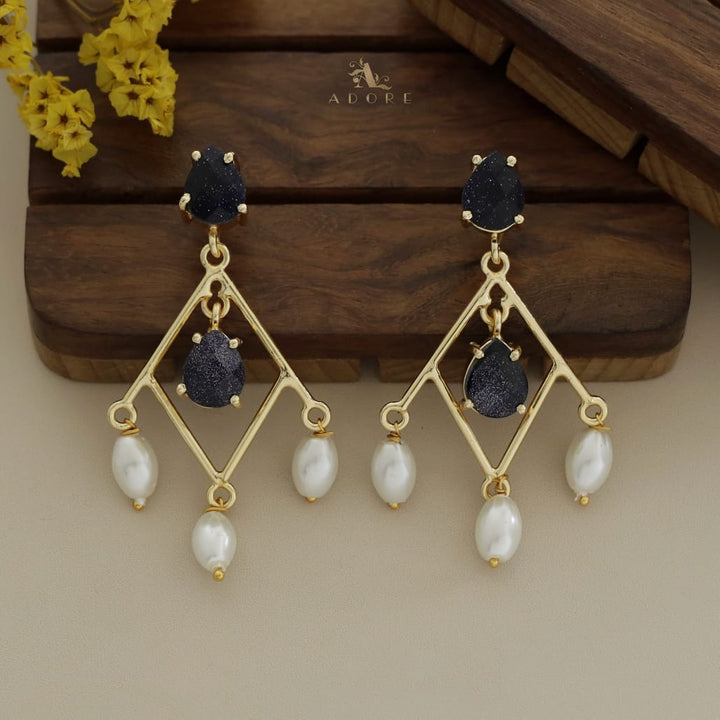 Glossy Drop Diamond Pearl Earring