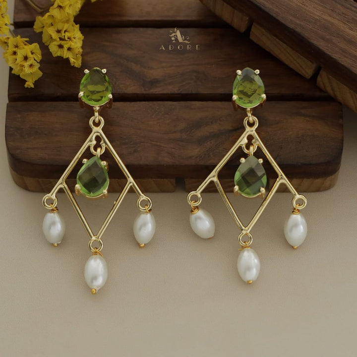 Glossy Drop Diamond Pearl Earring