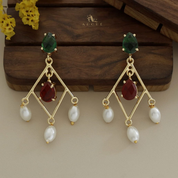 Glossy Drop Diamond Pearl Earring