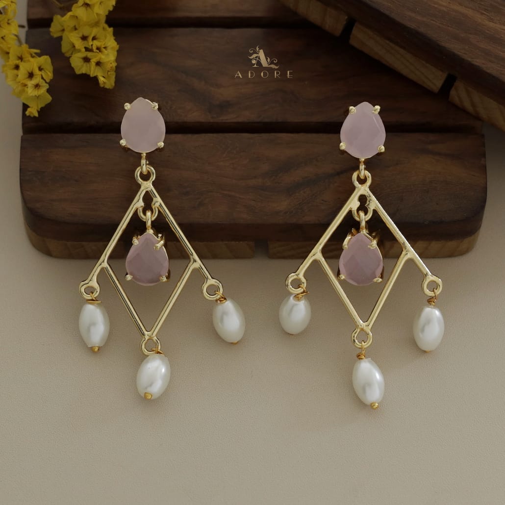 Glossy Drop Diamond Pearl Earring