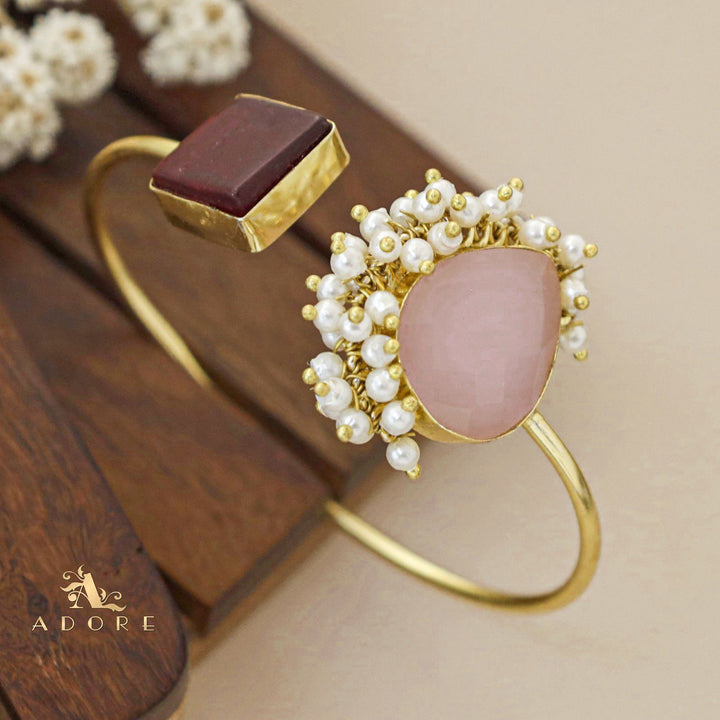 Yana Cluster Pearl Glossy + Raw Stone Bangle