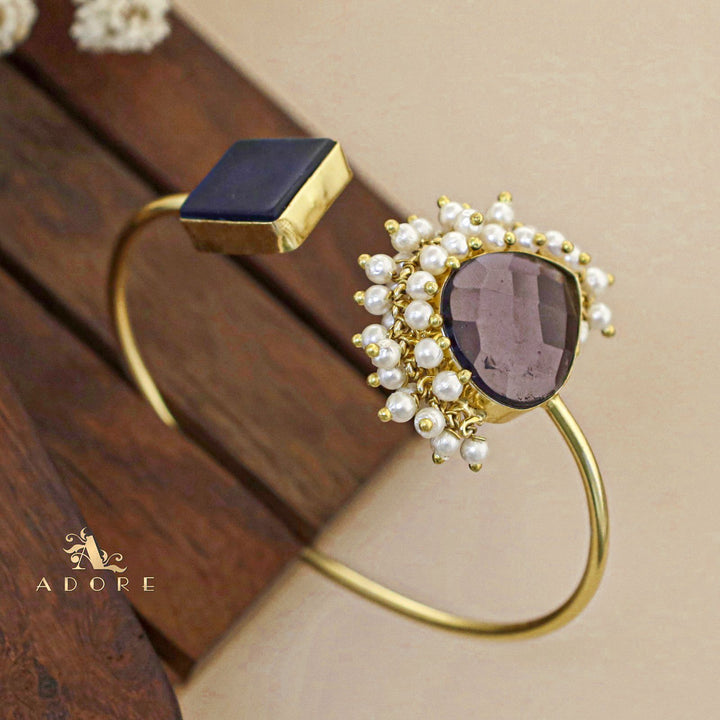 Yana Cluster Pearl Glossy + Raw Stone Bangle