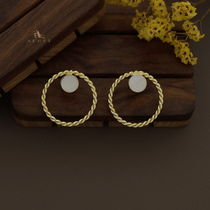 Naamia Twisted Circle Round MOP Earring