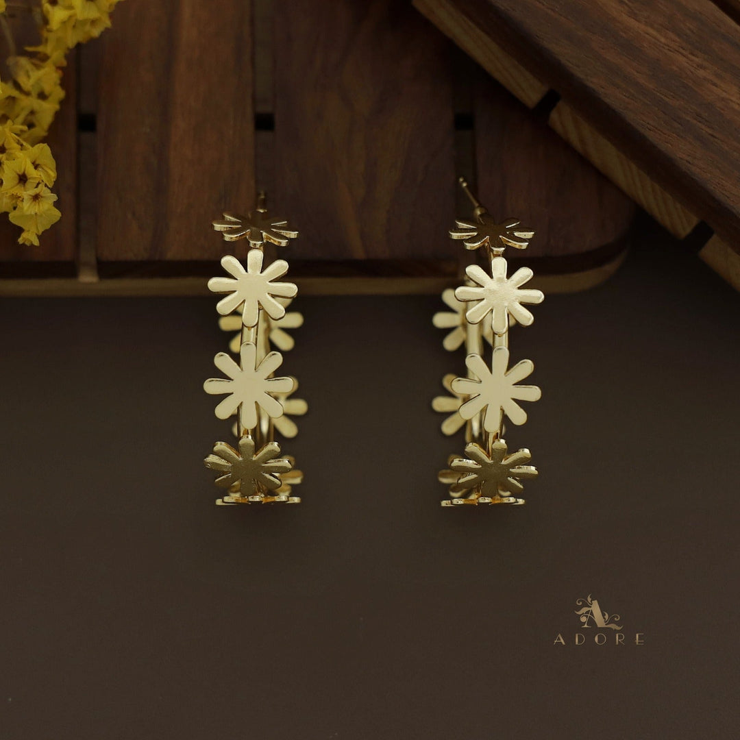 Golden Midhila Flower Hoop Earring