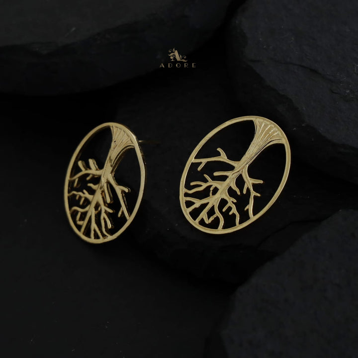 Golden Oval Tree Earring