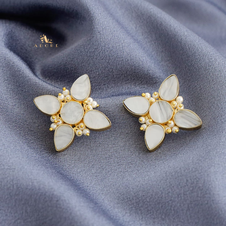 Tetra Glossy Petal MOP Flower Earring