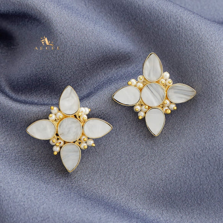 Tetra Glossy Petal MOP Flower Earring