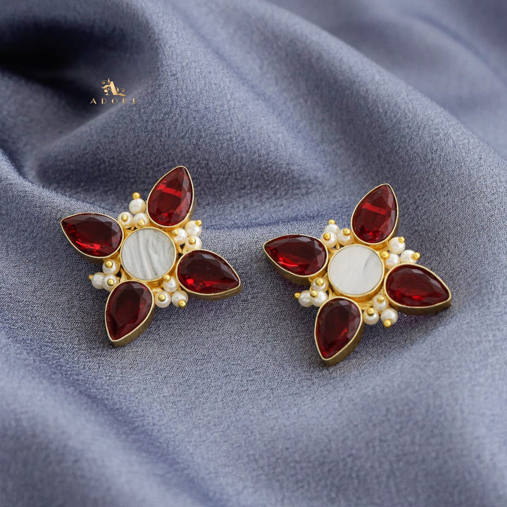 Tetra Glossy Petal MOP Flower Earring