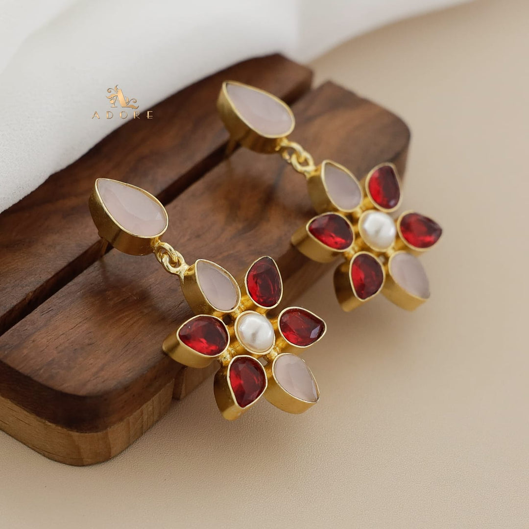 Glossy Drop Flower Pearl Earring