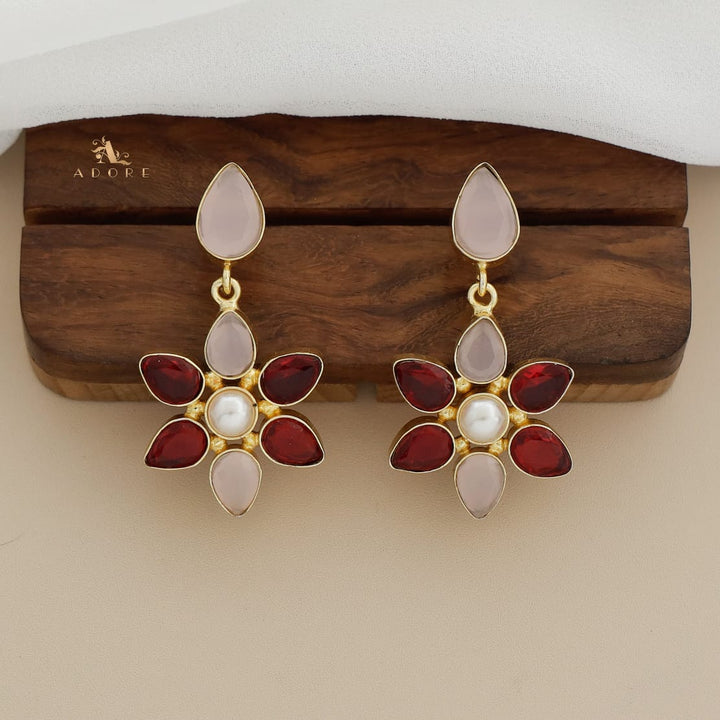 Glossy Drop Flower Pearl Earring