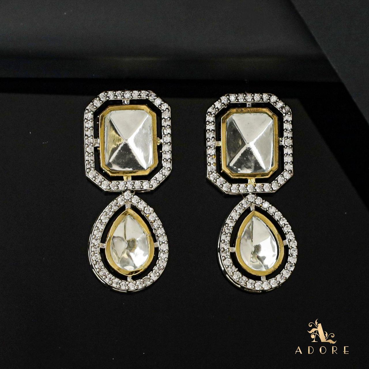 Dual Tone Plated American Diamond Stone Earrings In White Stone By Beauty  Concept. - Beauty Concept