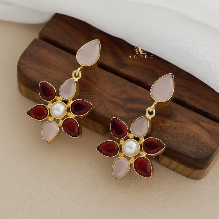 Glossy Drop Flower Pearl Earring